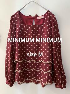 MINIMUM MINIMUM ダークレッド水玉長袖ブラウス ドット ワールド