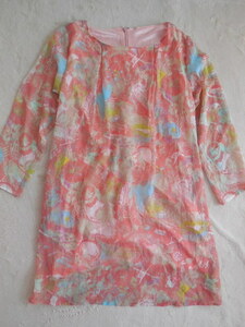 * As Know As * orange pink * chiffon One-piece * size free *PINKY*