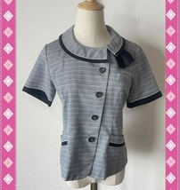 ※Aランク※【中古】Lemidi_7号オーバーブラウスLJ0767（リボン付）/ボンマックス/かわいいOL会社制服/おしゃれ事務服_画像1