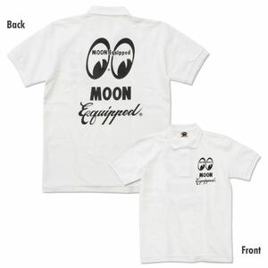 MOON Equipped ポロシャツ Lサイズ mooneyes ムーンアイズ ホワイト white 白 送料込み ムーン イクイップド ブラック 文字 筆記体