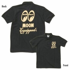 MOON Equipped ポロシャツ Lサイズ mooneyes ムーンアイズ black ブラック 黒 送料込み ムーン イクイップド アイボリー 文字 筆記体の画像1
