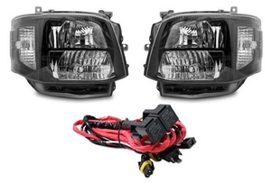 ハイエース 200系 3型 純正タイプ HID ヘッドライト インナーブラック レベライザー付き 左右SET　H4→HID変換ハーネス付き