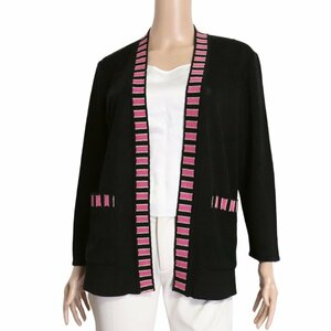  beautiful goods / Pierre Cardin pierre cardin knitted cardigan small inscription S 7 number corresponding black black feather weave . pattern spring summer autumn tops lady's 