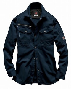 バートル 8105 長袖シャツ ネイビー 5Lサイズ 防塵 綿素材 作業服 作業着 8101シリーズ