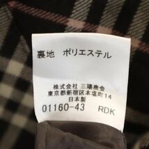 バーバリーブルーレーベル 三陽商会 日本製 ウール ノースリーブ チェック ワンピース 36 茶系 BURBERRY BLUE LABEL レディース 230803_画像10