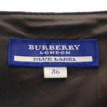 バーバリーブルーレーベル 三陽商会 日本製 ウール ノースリーブ チェック ワンピース 36 茶系 BURBERRY BLUE LABEL レディース 230803_画像8