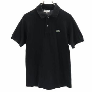 ラコステ 日本製 鹿の子 半袖 ポロシャツ XS 黒 LACOSTE メンズ 230805