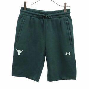 アンダーアーマー ロゴワッペン スウェット ショートパンツ M グリーン UNDER ARMOUR 裏起毛 メンズ 230805