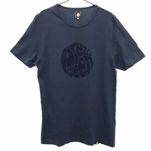 プリティーグリーン プリント 半袖 Tシャツ S ネイビー pretty green ロゴ メンズ 230820