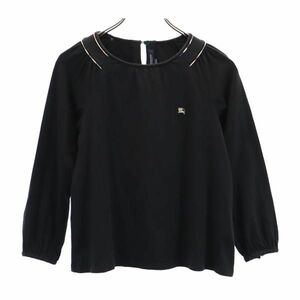 バーバリー 日本製 長袖 Tシャツ 130 ブラック系 BURBERRY ロゴ ロンT キッズ 230820