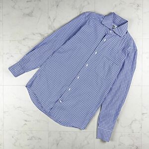 美品 Fairfax collective フェアファクスコレクティブ ワイドカラーポケットチェックシャツ トップス メンズ 青 ブルー サイズ38*GC805