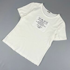 美品 HIS MISS ヒズミス フロントデザイン 丸襟半袖Tシャツ カットソー トップス レディース 白 ホワイト サイズM*GC26