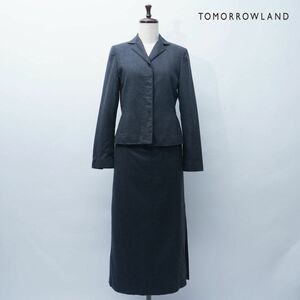  beautiful goods BALLSEY ball ji. Tomorrowland wool 100% setup skirt suit long jacket lady's gray size 36*GC81