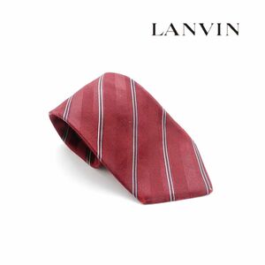 LANVIN ランバン ネクタイ フランス製 ストライプ シルク 赤 レッド@VC34