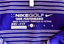 即決、ナイキNIKE GOLF ツアーパフォーマンス 吸汗速乾DRYゴルフ半袖ポロシャツ/レディースL紫ボーダー/ボーイング刺繍ロゴ/送料185円_画像5