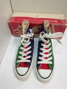 CONVERSE「ALL　STAR　CANVAS　HI」MULTI　80年代USA製　新品デッド　us3.0　オリジナル赤箱有/紐長さ違い