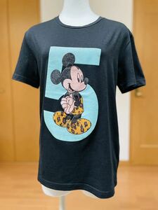 N.HOOLYWOODミッキーマウス　ブラック半袖Tシャツ36美中古　レディース　ディズニーコラボ/エヌハリウッド