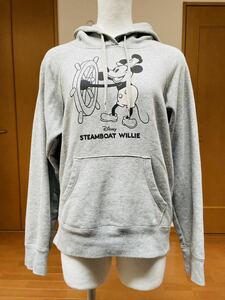 ユニクロ×ミッキーマウス　グレー裏起毛スウェットパーカー S美品 UNIQLO × Mickey Mouse /Disney/