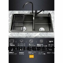 実用品★キッチンツール 304ステンレス製流し台 台所 2槽シンク キッチン 中凹型シンク 野菜シンク 大容量_画像1