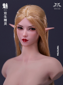 1/6 女性フィギュア YMTOYS ymt079A 美人ヘッド 女性ヘッド 森の妖精 耳2ペア サンタン肌 金髪ロング