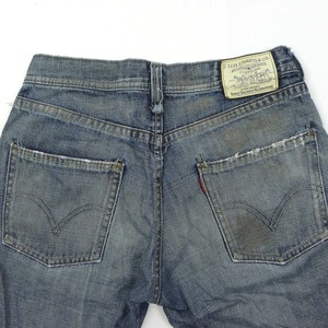 リーバイス Levi's 703-00 ストレートデニム ライトオンス ワークパンツ ジーンズ USEDダメージ加工 革パッチ W29 m0121-2