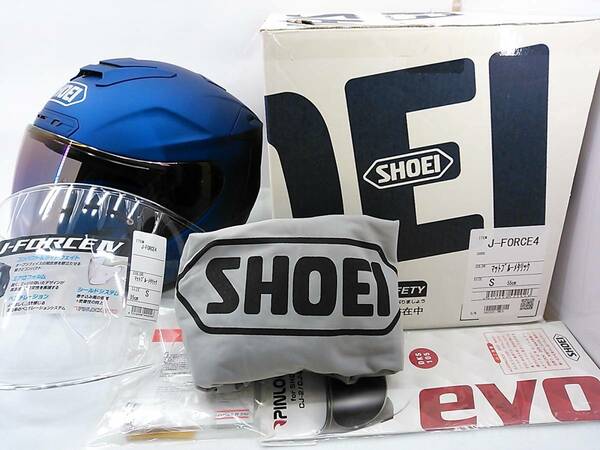 【送料無料】使用極わずか 美品 SHOEI ショウエイ J-FORCE4 マットブルーメタリック Sサイズ ミラーシールド付き 元箱付き