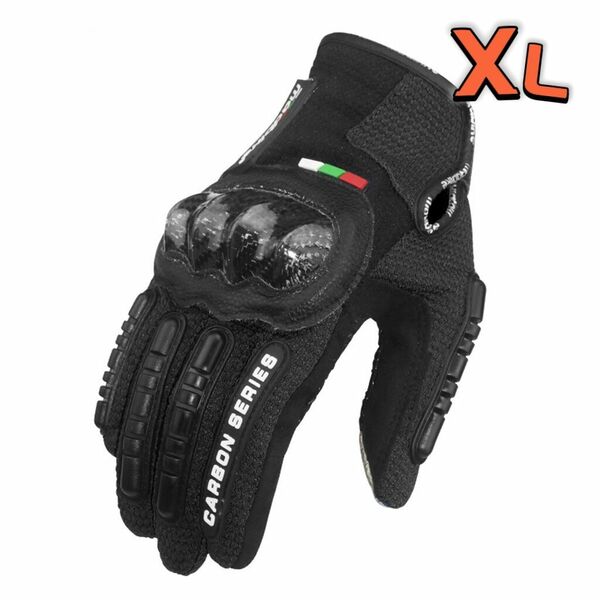【新品黒XL】バイクグローブ手袋 春 ナックルガード 衝撃吸収・滑り止めメッシュ　スマホ対応 サイクリング 硬質プロテクション 通気性優れ