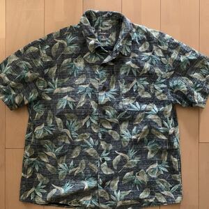 【EDDIE BAUER】エディーバウアー アロハシャツ 半袖シャツ 半袖 総柄 XL ボタニカル 綿 レーヨン 裏地 アウトドア