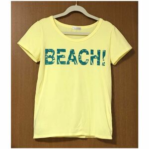 BEACH ロゴ カットソー Tシャツ レモン色