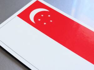 1#_ Singapore national flag sticker S size 5x7.5cm 1 sheets immediately buying # water-proof seal Singapore Asia Southeast Asia traveling abroad suitcase etc. * AS