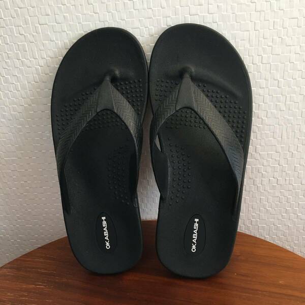 LL（27.0～28.0cm）★ OKABASHI オカバシ Surf Flip Flop サーフフリップフロップ サンダル 黒 アメリカ製 USA 鼻緒 新品 即決 正規品