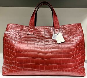  domestic production, made in Japan. crocodile wani leather using. handbag & Boston back, matted mat. wine color 00418423