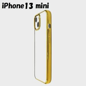 iPhone 13 mini: металлик цвет бампер задняя сторона прозрачный мягкий чехол * Gold золотой 