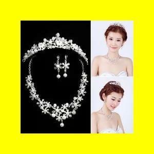  wedding accessory Tiara * necklace * earrings 3 point set 