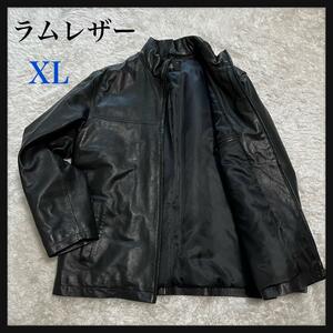 美品 ラムレザージャケット 2L XL 大きいサイズ メンズ ライダース　本革