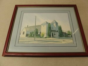 Art hand Auction 0830400w【BRIAN CROFT st.JOSEPH'S PARISH 水彩画 】ブライアン･クラフト/セントジョセフパリッシュ/額装/コピー/額:54×44cm程/中古品, 絵画, 水彩, 自然, 風景画