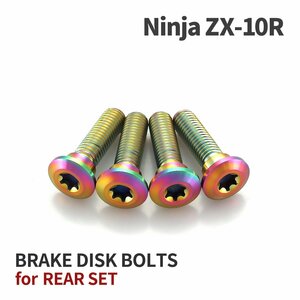 Ninja ZX-10R 64チタン ブレーキディスクローター ボルト リア用 4本セット M8 P1.25 カワサキ車用 レインボーカラー JA22016
