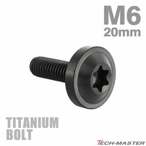 M6×20mm P1.0 64チタン合金 トルクス穴 フランジ付き ボタンボルト ブラック JA1845