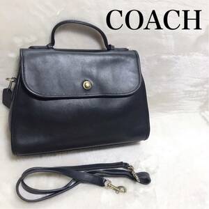  super rare beautiful goods Old Coach 2way gold button shoulder bag handbag black glove tan leather all leather black Gold metal fittings 