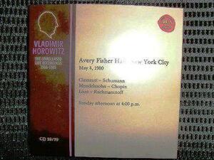 エイヴリー・フィッシャー・ホール　ニューヨーク　コンサート　2cd　1980　5.4　ホロヴィッツ
