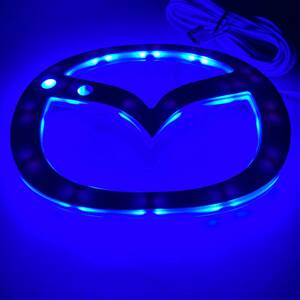  Mazda LED emblem plate ornament blue front grille rear garnish 125mm × 100mm × 6mm