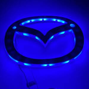  Mazda LED emblem plate ornament blue front grille rear garnish 105mm × 84mm × 6mm