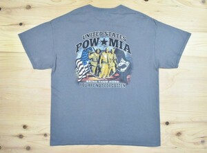 レアUSA古着 POW MIA ベトナム戦争 Tシャツ sizeXL チャコールグレー 軍 ミリタリーアーミー 兵士 ビッグシルエット 大きいサイズ アメリカ