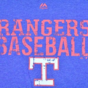 USA古着 COOPERTOWN Majestic MLB テキサスレンジャーズ ロゴ Tシャツ sizeXL 青 ブルー 杢 野球 ビッグシルエット 大きいサイズ アメリカの画像2