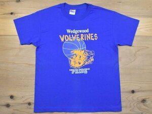 90'sUSA古着 Wedgewood Wolverines ビンテージ Tシャツ sizeL 青 ブルー スポーツ チーム アメリカ アメカジ Hanes ヘインズ 90年代 雰囲気