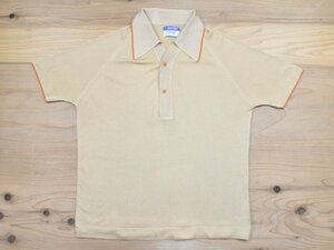 60s70sUSA古着 Puritan ビンテージ ニットポロシャツ sizeL ベージュ キャメル ピューリタン デュポン社 Qiana 60年代 70年代 アメカジ