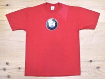 90'sUSA古着 XTC BMWロゴ パロディ ビンテージ Tシャツ sizeM 赤 レッド サンフェード 企業 バンドT 90年代 JERZEES 刺繍タグ Made in USA_画像1