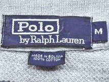 難有 90s2000sUSA古着 Polo Ralph Lauren ボーダー ポロシャツ sizeM L相当 灰色 紺 ポロラルフローレン ダメージ 雰囲気 海外 ゆったり_画像4