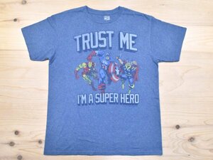 USA古着 MARVEL アメコミヒーローズ Tシャツ sizeL 杢 グレー マーベル 映画 アイアンマン マイティソー コミック アメリカ アメカジ