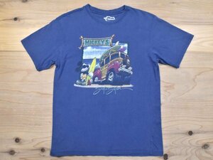 USA古着 Disney Tiki Kingdom サーフ ミッキー Tシャツ sizeM 紺 くすみブルー フェード 雰囲気 ディズニー 海外 アメリカ オフィシャル